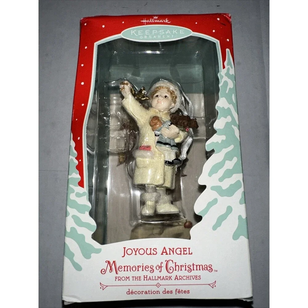 Angel Hallmark Ornament 2002 - Joyous Angel memories of Christmas w/ postcard